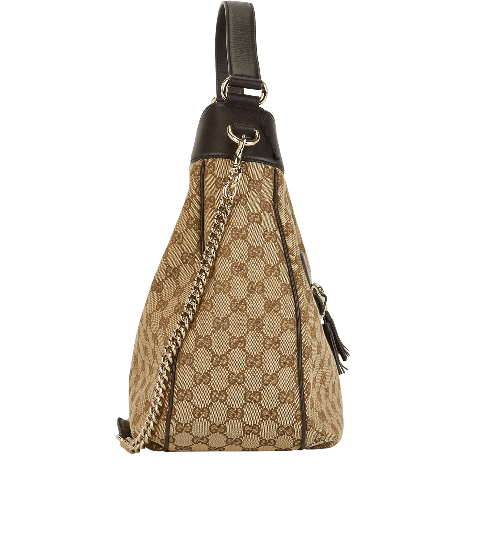 Emily Hobo, &pound;395, Handbags, Brown, Canvas, Side view